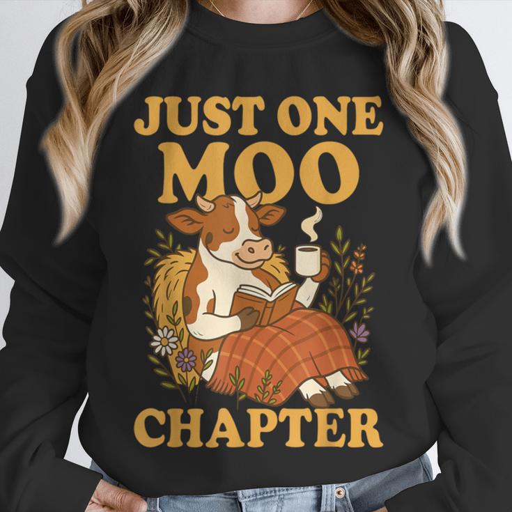Floral Cow Reading Pun Just One More Chapter Cozy Book Lover Unisex Sweatshirt