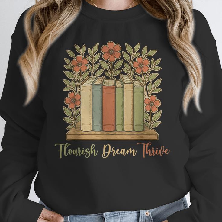 Flourish Dream Thrive Resist 84 67 Book Reading Nature Lover Unisex Sweatshirt