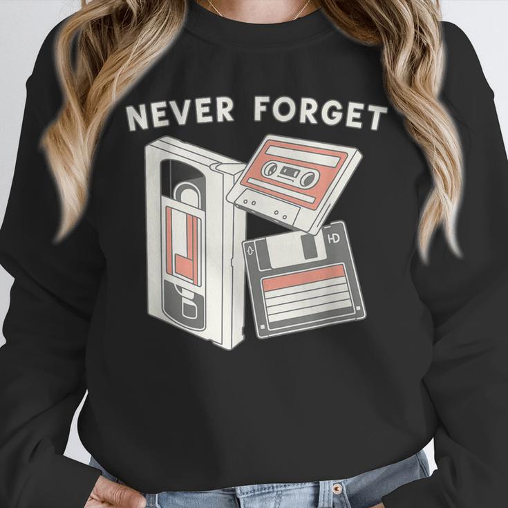 Never Forget VHS Tape Cassette Floppy Disk Nostalgia 80s 90s Unisex Sweatshirt Never Forget VHS Tape Cassette Floppy Disk Nostalgia 80s 90s Unisex Sweatshirt