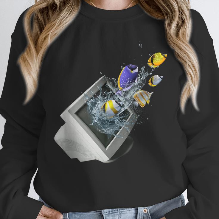 Frutiger Aero Aesthetic Tech Computer Aquarium Fishes Unisex Sweatshirt Frutiger Aero Aesthetic Tech Computer Aquarium Fishes Unisex Sweatshirt