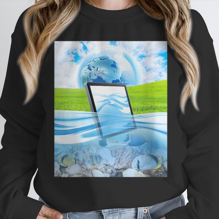 Frutiger Aero Aesthetic Tech Water Fishes Monitor Screen Unisex Sweatshirt Frutiger Aero Aesthetic Tech Water Fishes Monitor Screen Unisex Sweatshirt