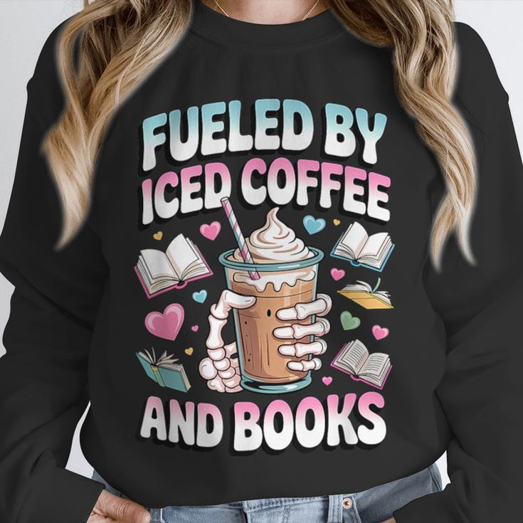 Fueled By Iced Coffee And Books Book Lover Retro Unisex Sweatshirt Fueled By Iced Coffee And Books Book Lover Retro Unisex Sweatshirt