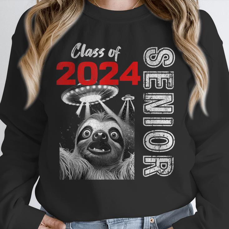 Fun Trendy UFO Sloth Graduation Class Of 2024 Senior Unisex Sweatshirt