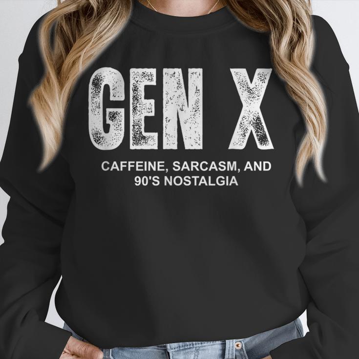 Gen X Caffeine Sarcasm 90s Nostalgia Men Women Graphic Unisex Sweatshirt