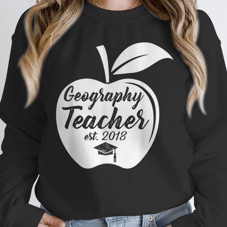 Geography Teacher Est 2018 School GraduationShirt Unisex Sweatshirt