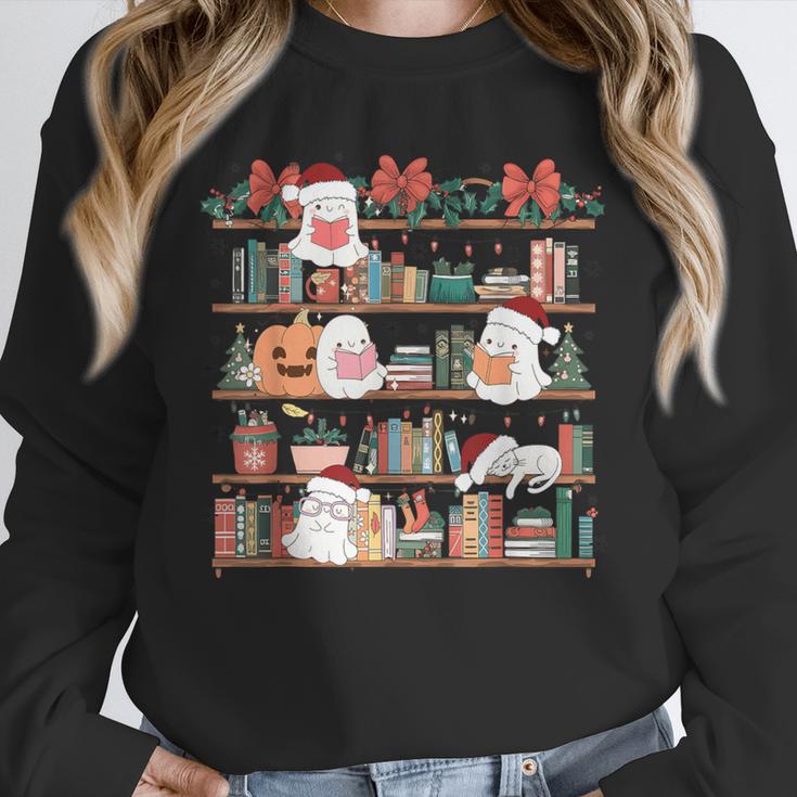 Ghost Christmas Reading Book Lover Library Christmas Teacher Unisex Sweatshirt