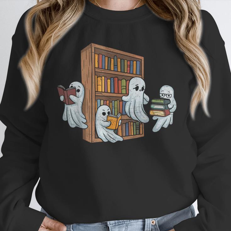 Ghosts Reading Books Teacher Halloween Librarian Book Lover Unisex Sweatshirt