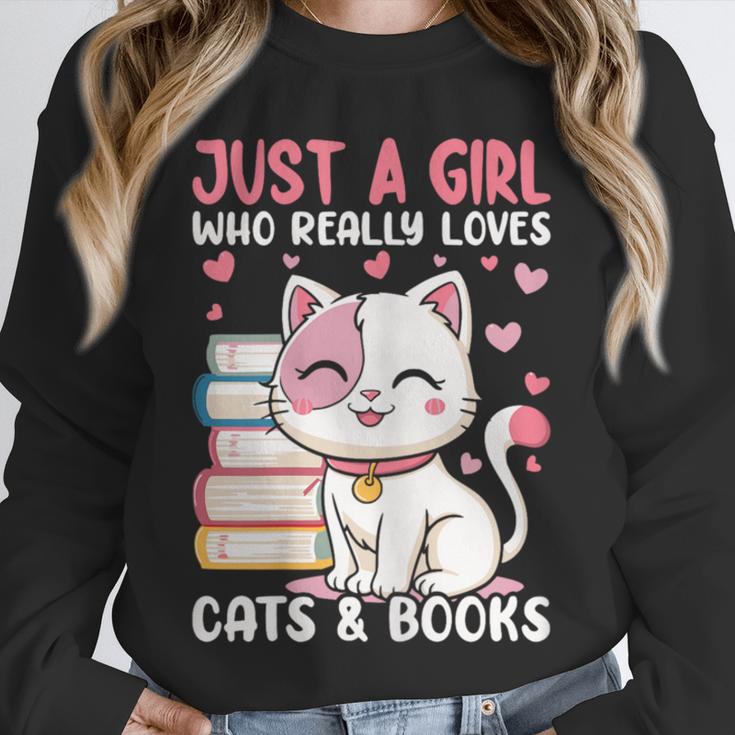 Girl Who Loves Cats And Books Cute Unisex Sweatshirt