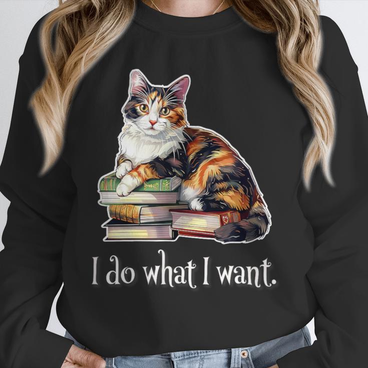 Girls Books I Do What I Want Calico Cat Lover Unisex Sweatshirt