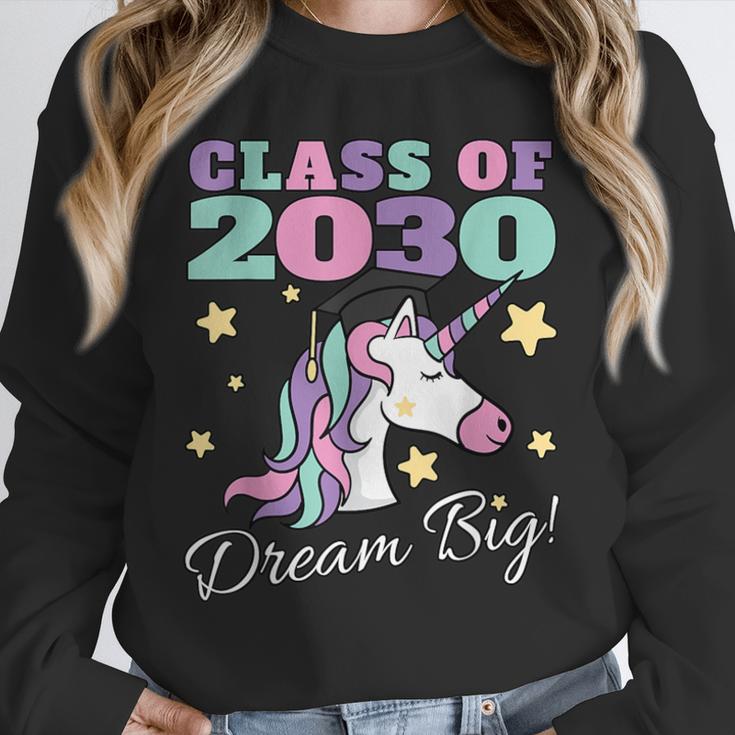 Girls Class Of 2030 Magical Unicorn Graduation Cap Unisex Sweatshirt