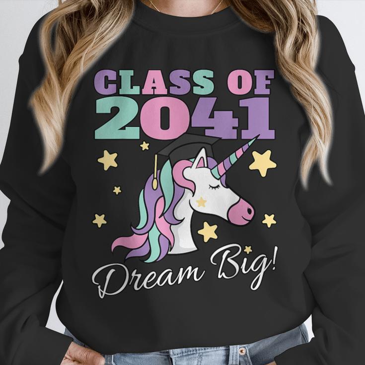 Girls Class Of 2041 Magical Unicorn Graduation Cap Unisex Sweatshirt