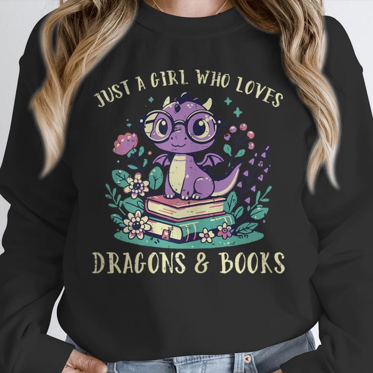 Girls Loves Dragon Books Fantasy Girls Kids Toddler Women Unisex Sweatshirt