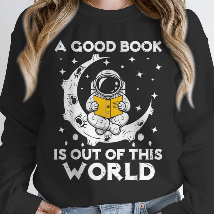 Good Book Is Out Of This World Astronaut Moon Space Reading Unisex Sweatshirt Good Book Is Out Of This World Astronaut Moon Space Reading Unisex Sweatshirt