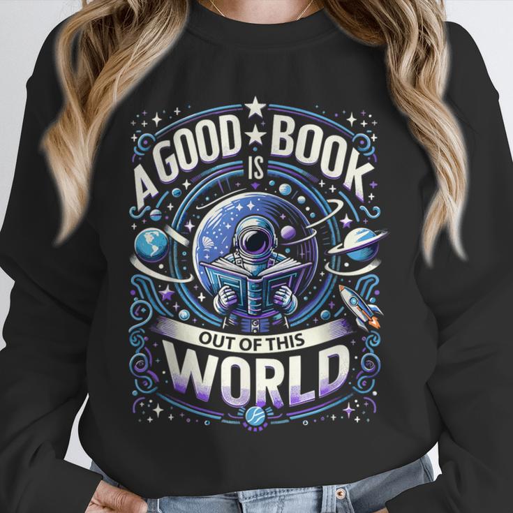 A Good Book Is Out Of This World Shirt Astronaut Reading Unisex Sweatshirt