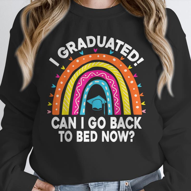 I Graduated Can I Go Back To Bed Now Graduation Hat Rainbow Unisex Sweatshirt