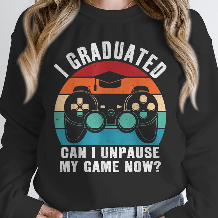 I Graduated Can I Unpause My Game Now Retro Graduation Unisex Sweatshirt