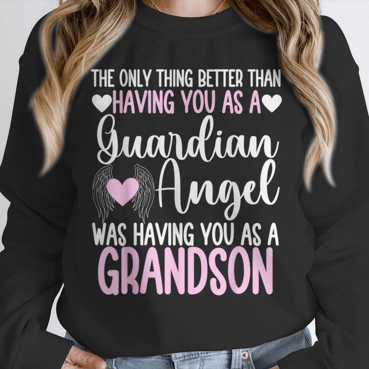 Guardian Angel Memorial In Memory Of Grandson For Grandma Unisex Sweatshirt Guardian Angel Memorial In Memory Of Grandson For Grandma Unisex Sweatshirt