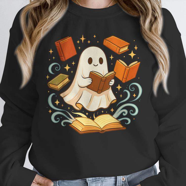 Halloween Cute Ghost Shirt Reading Books Ghost Unisex Sweatshirt