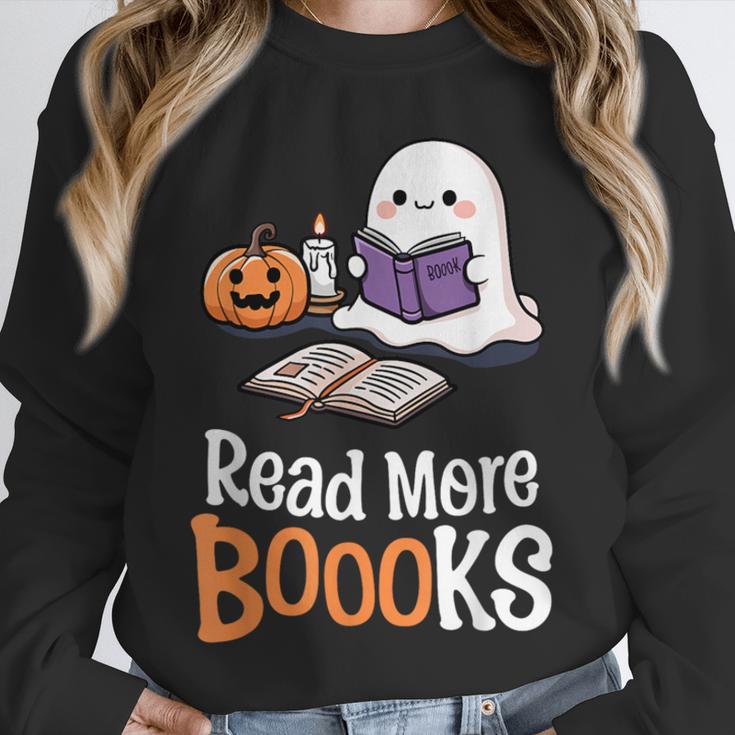 Halloween Teacher Women Cute Reading Ghost Read More Books Unisex Sweatshirt
