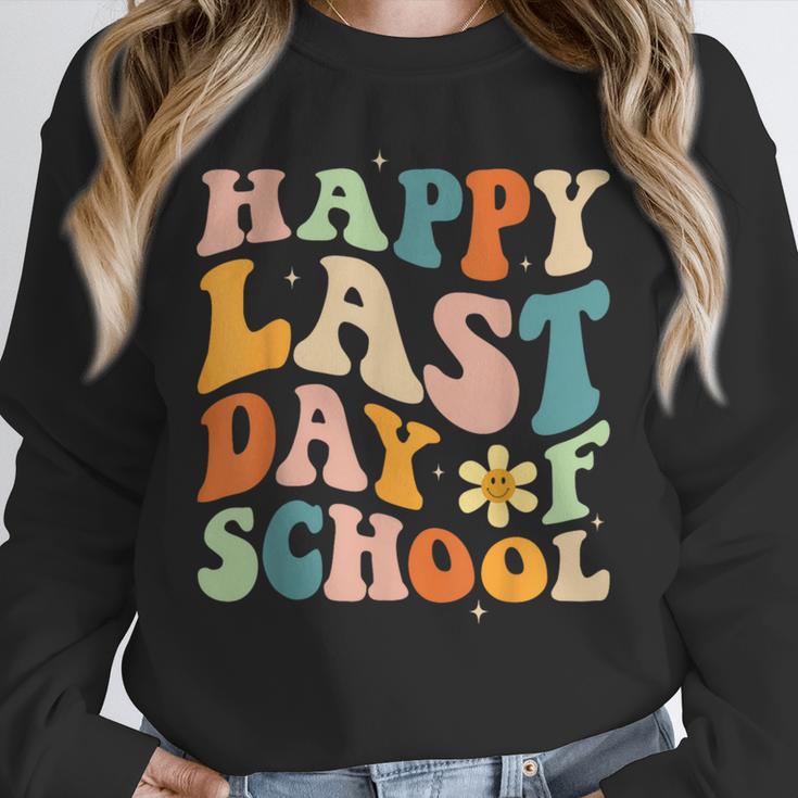 Happy Last Day Of School Groovy Teacher Student Graduation Unisex Sweatshirt