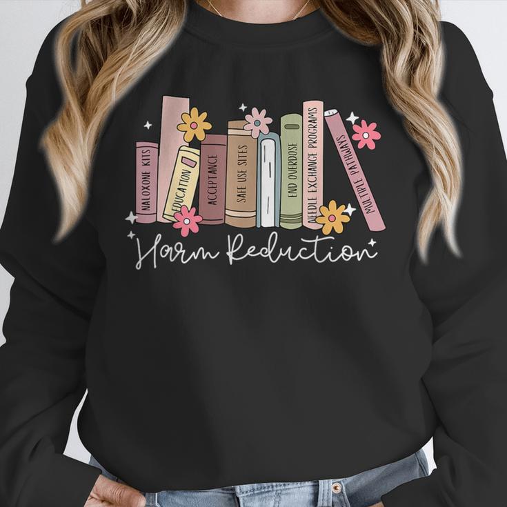 Harm Reduction Floral Book Overdose Awareness Nurse Unisex Sweatshirt