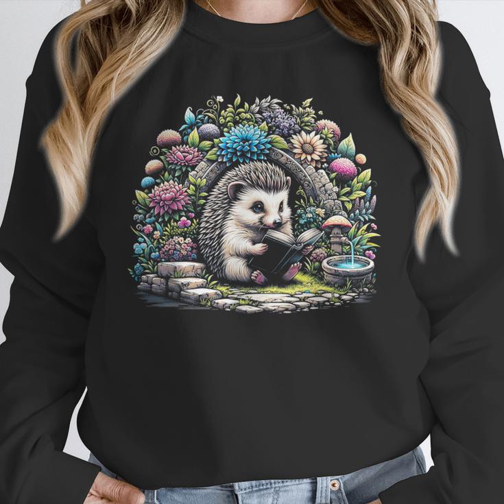 Hedgehog Reading Book Lake Scenery Reading Unisex Sweatshirt Hedgehog Reading Book Lake Scenery Reading Unisex Sweatshirt