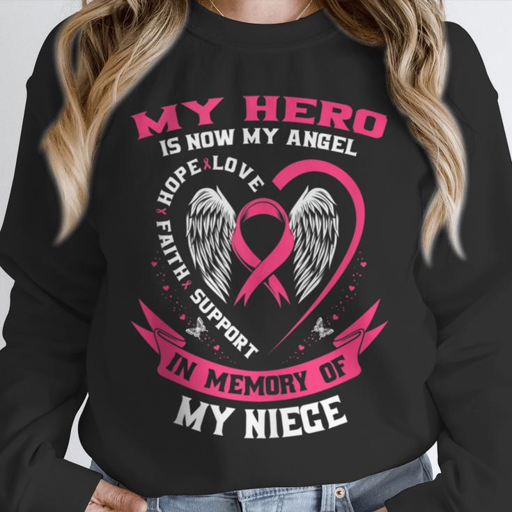 My Hero Is Now My Angel In Memory Of My Niece Breast Cancer Unisex Sweatshirt