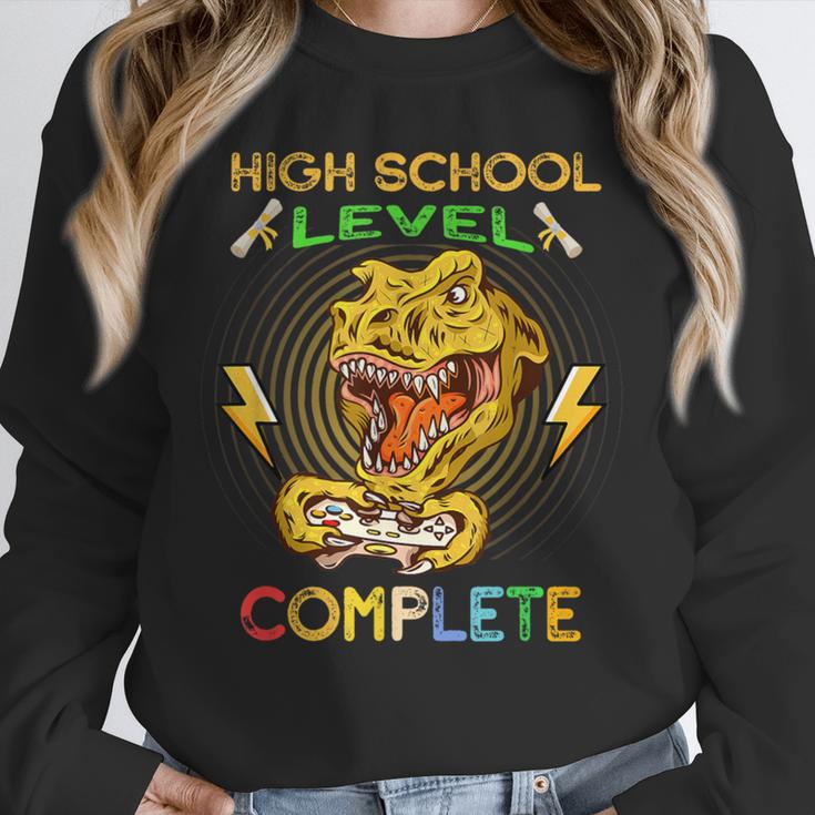High School Level Complete Gamer Graduation Dinosaur 2021 Unisex Sweatshirt