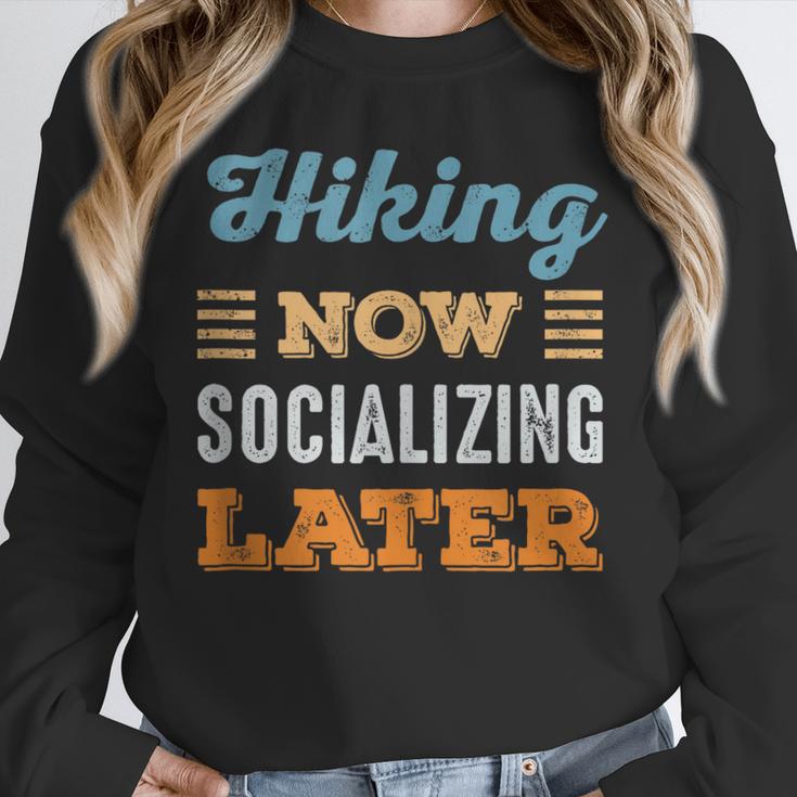 Hiking Now Minimal Socializing Introvert Vintage Unisex Sweatshirt Hiking Now Minimal Socializing Introvert Vintage Unisex Sweatshirt
