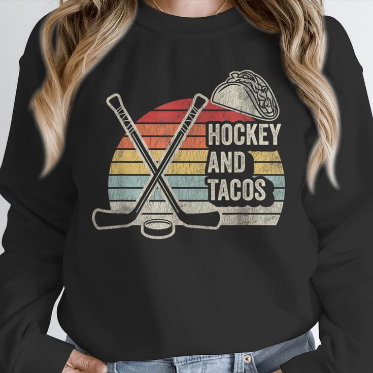 Hockey And Tacos Retro Nostalgia Lovers Unisex Sweatshirt
