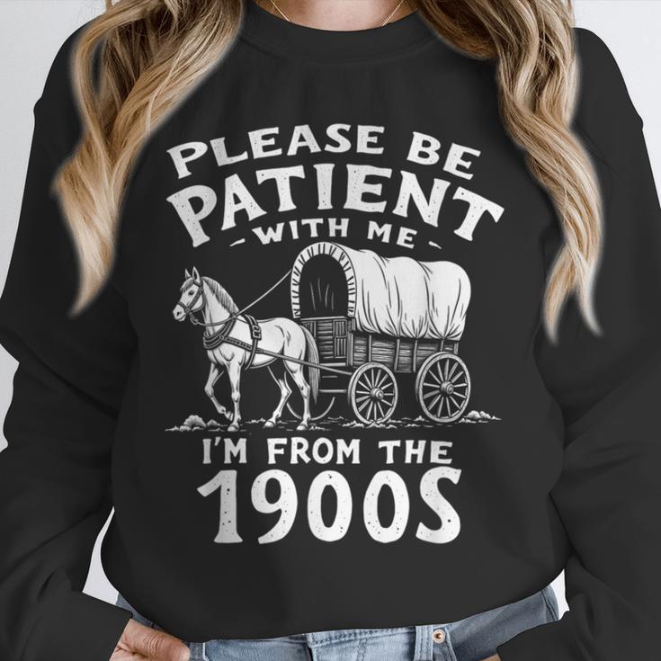 Humorous Wagon Plea Please Be Patient I'm From The 1900s Unisex Sweatshirt