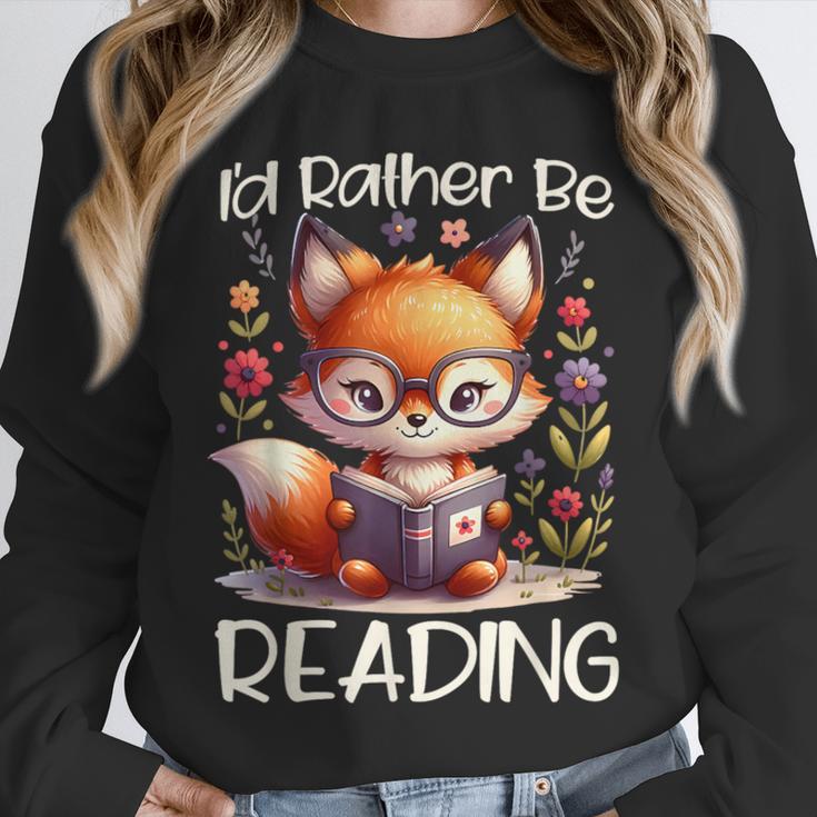 I'd Rather Be Reading Cute Fox Book Lover Reader Bookworm Unisex Sweatshirt