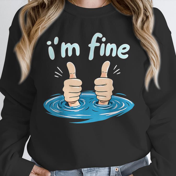 I'm Fine Drowning Thumbs Up Introvert Meme Humor Unisex Sweatshirt