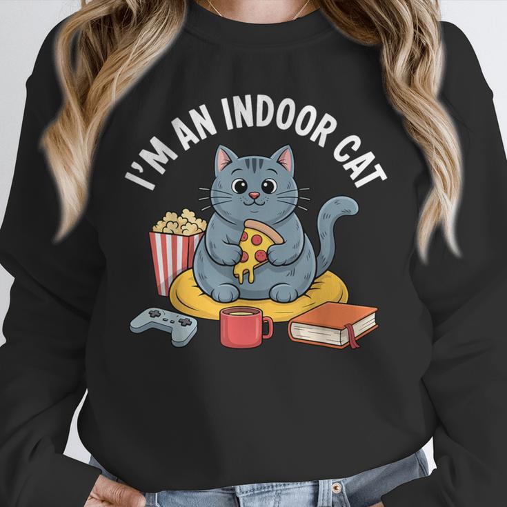I'm An Indoor Cat Introvert Pizza Popcorn Book Gamer Cat Unisex Sweatshirt