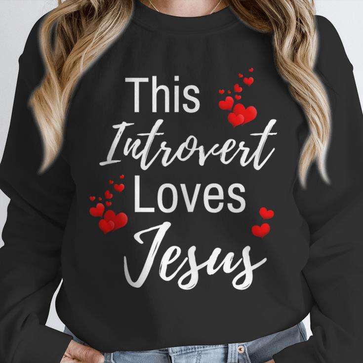 This Introvert Loves Jesus Religious Red Hearts Graphic Unisex Sweatshirt This Introvert Loves Jesus Religious Red Hearts Graphic Unisex Sweatshirt
