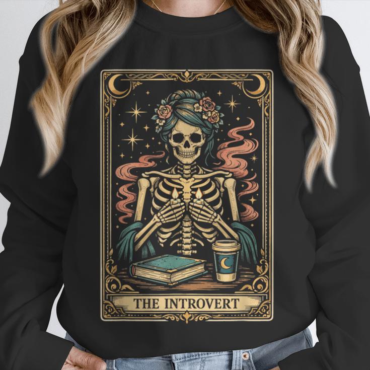 The Introvert Skeleton Tarot Card Coffee Book Lover Unisex Sweatshirt