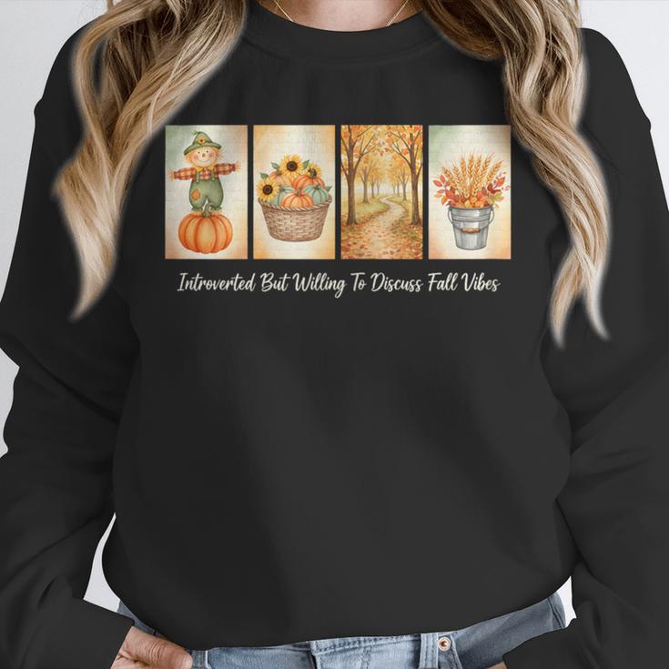 Introverted But Willing To Discuss Fall Vibes Autumn Pumpkin Unisex Sweatshirt