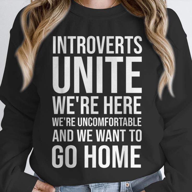 Introverts Unite We'Re Here We'Re Uncomfortable Unisex Sweatshirt Introverts Unite We'Re Here We'Re Uncomfortable Unisex Sweatshirt