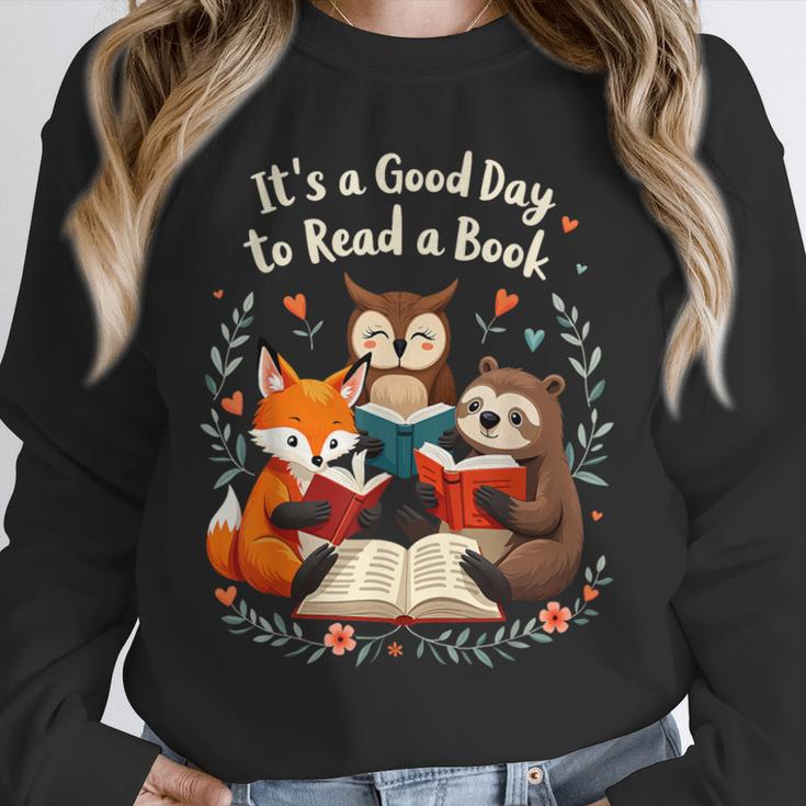 Its A Good Day To Read Book Cute Fox Sloth Owl Novel Reading Unisex Sweatshirt