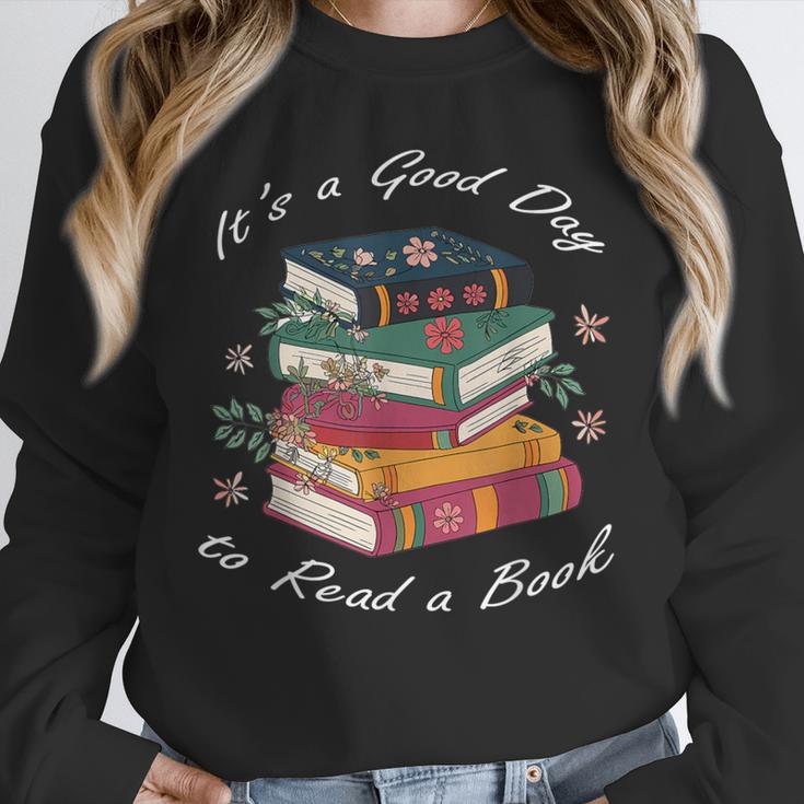 It's a Good Day To Read a Book Floral Stack Tee Unisex Sweatshirt
