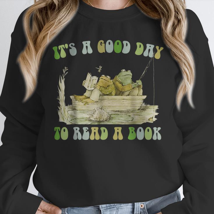 It's A Good Day To Read A Book Shirt Frog Reading Book Unisex Sweatshirt