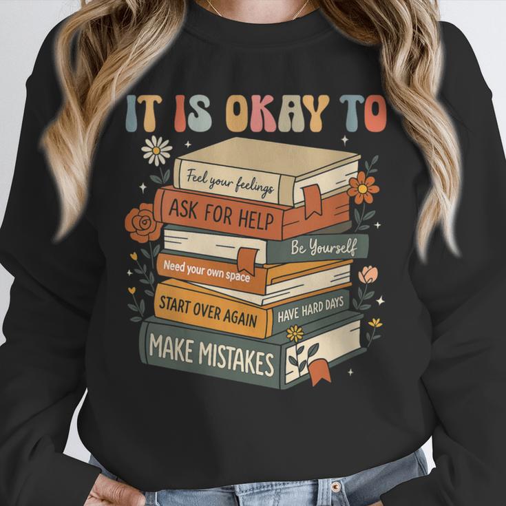 Its Okay Not To Be Okay Mental Health Awareness Floral Books Unisex Sweatshirt