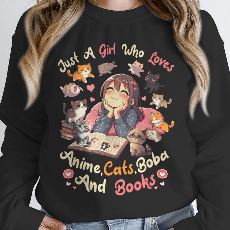 Just Girl Who Loves Anime Cats Boba And Books Bubble Tea Unisex Sweatshirt Just Girl Who Loves Anime Cats Boba And Books Bubble Tea Unisex Sweatshirt