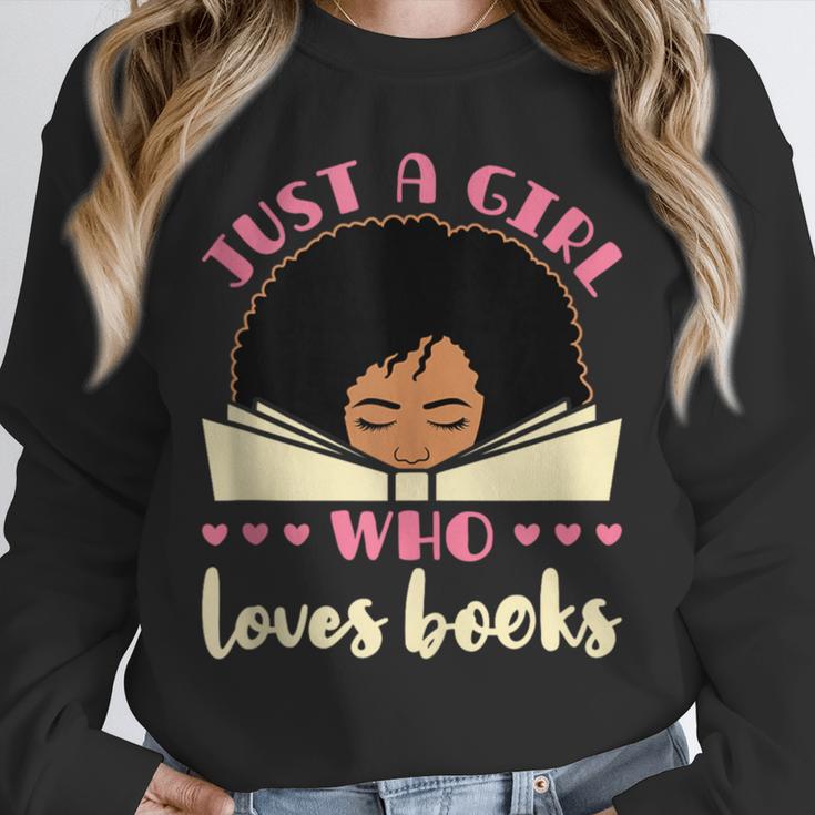 Just a Girl Who Loves Books African American Book Nerd Lover Unisex Sweatshirt