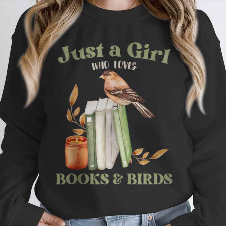 Just a Girl Who Loves Books And Birds Book Reading Bird Love Unisex Sweatshirt