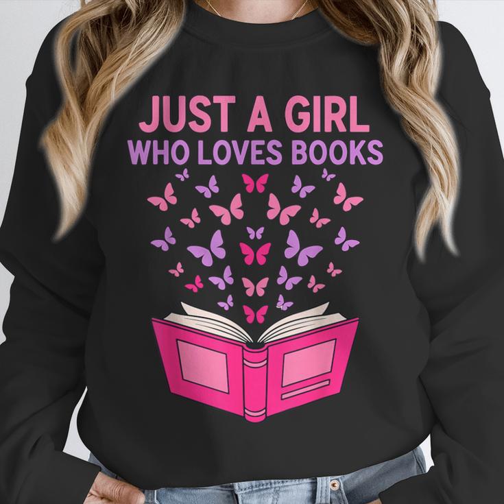 Just A Girl Who Loves Books Butterflies Reading Unisex Sweatshirt