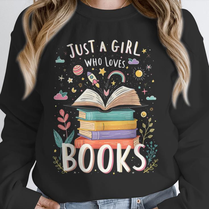 Just a Girl Who Loves Books Cute Book Lover Bookworm Unisex Sweatshirt