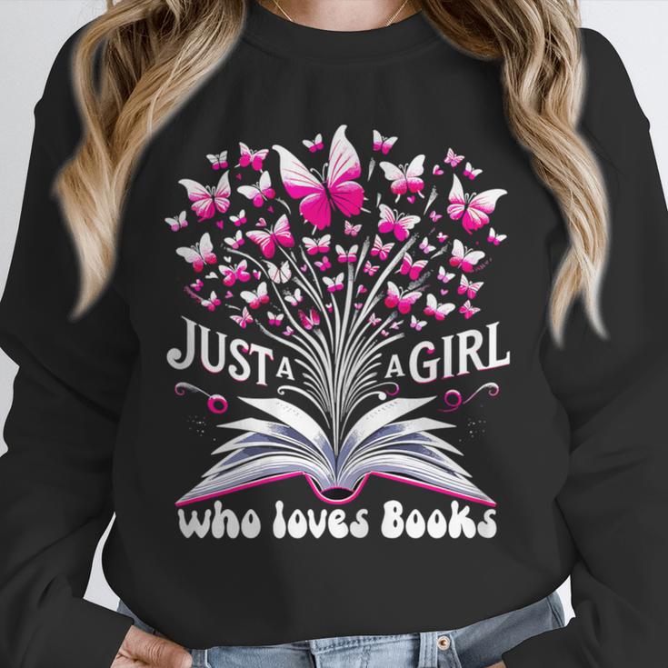 Just a Girl Who Loves Books Reading Book Butterfly Bookworm Unisex Sweatshirt