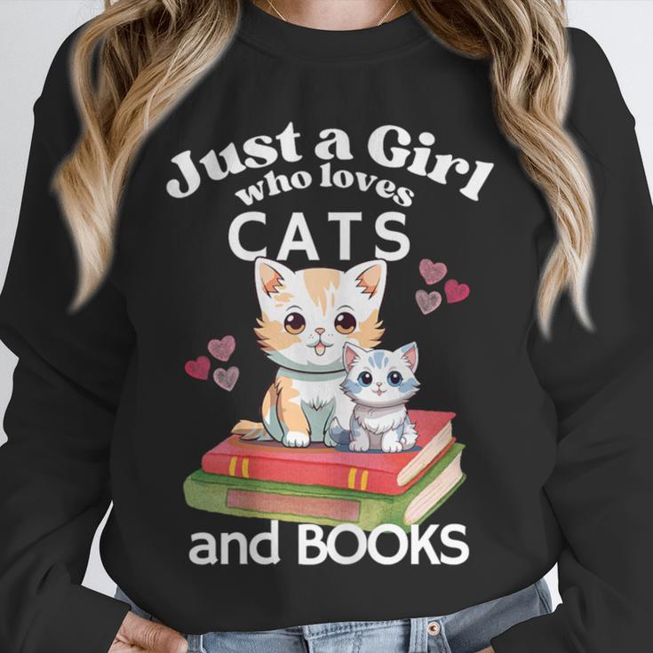 Just A Girl That Loves Cats And Books Cute Cat & Bookwork Unisex Sweatshirt