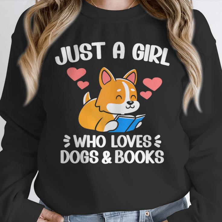 Just A Girl Who Loves Dogs And Books Reading Dog Puppy Lover Unisex Sweatshirt